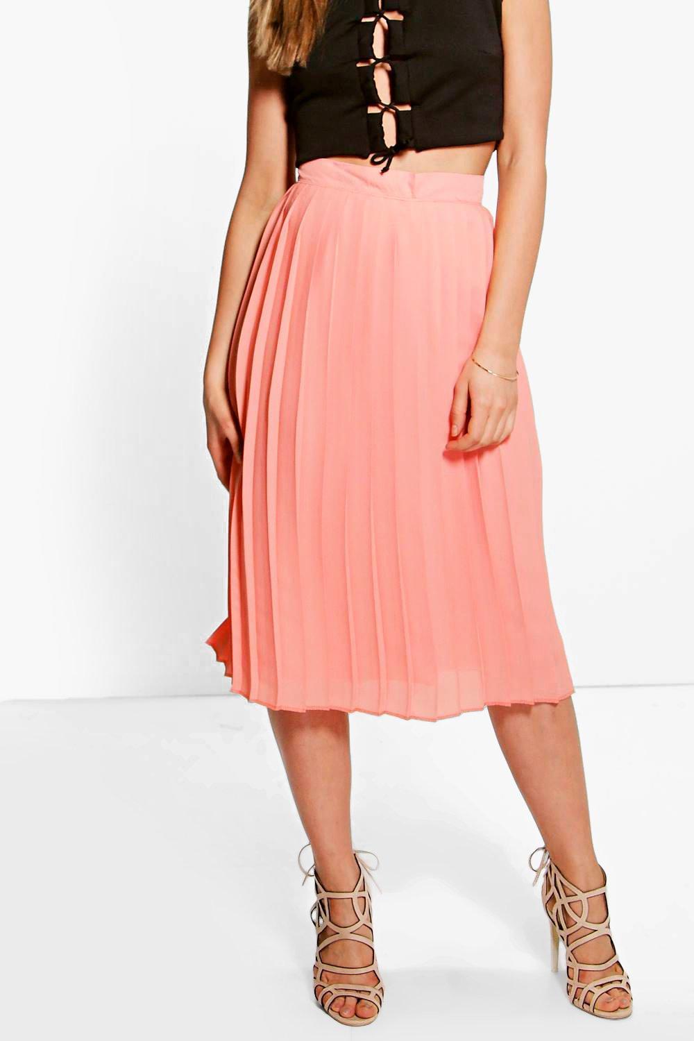 pink chiffon midi skirt