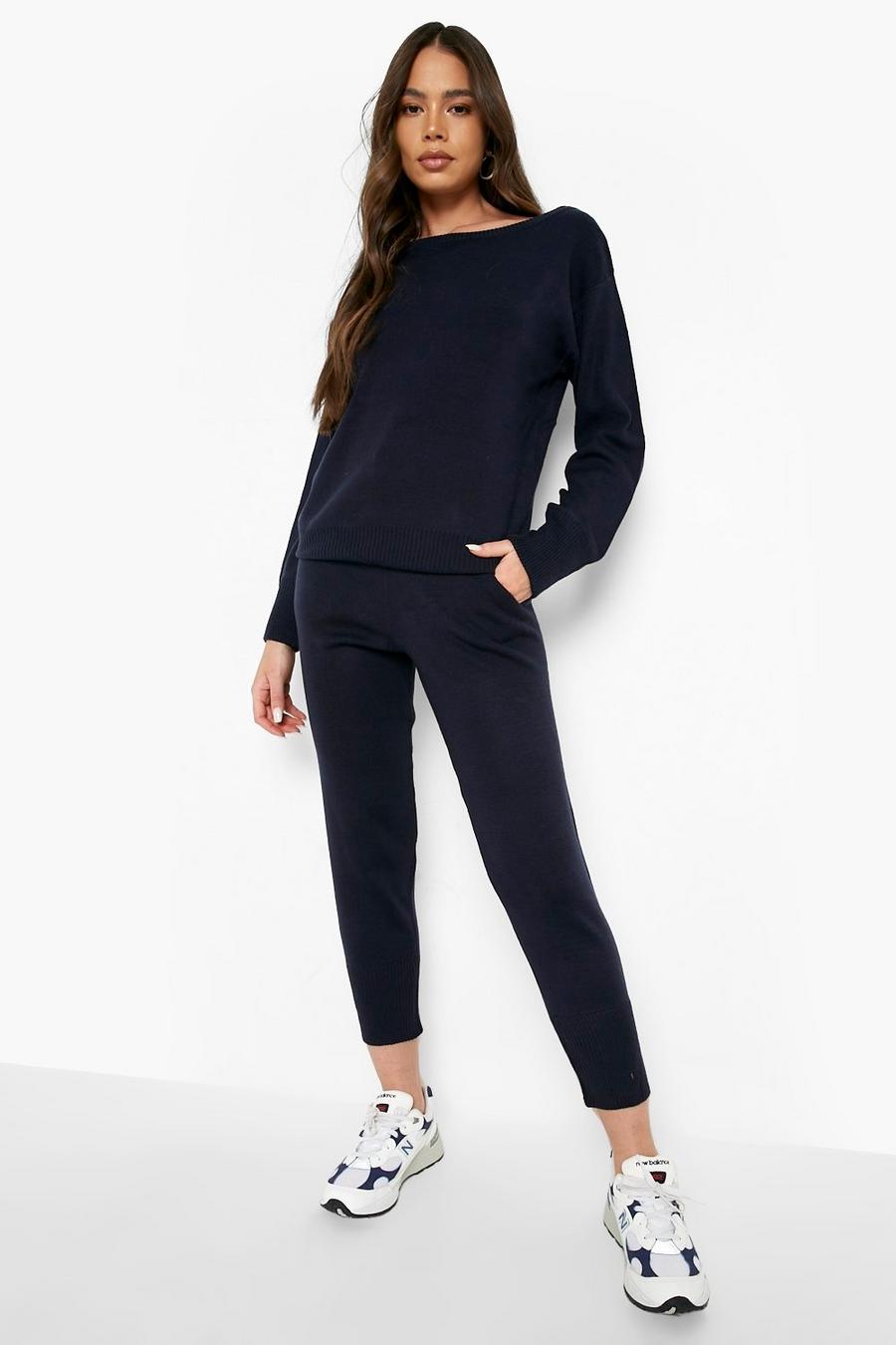 Navy Boutique Heavy Knitted Tracksuit image number 1