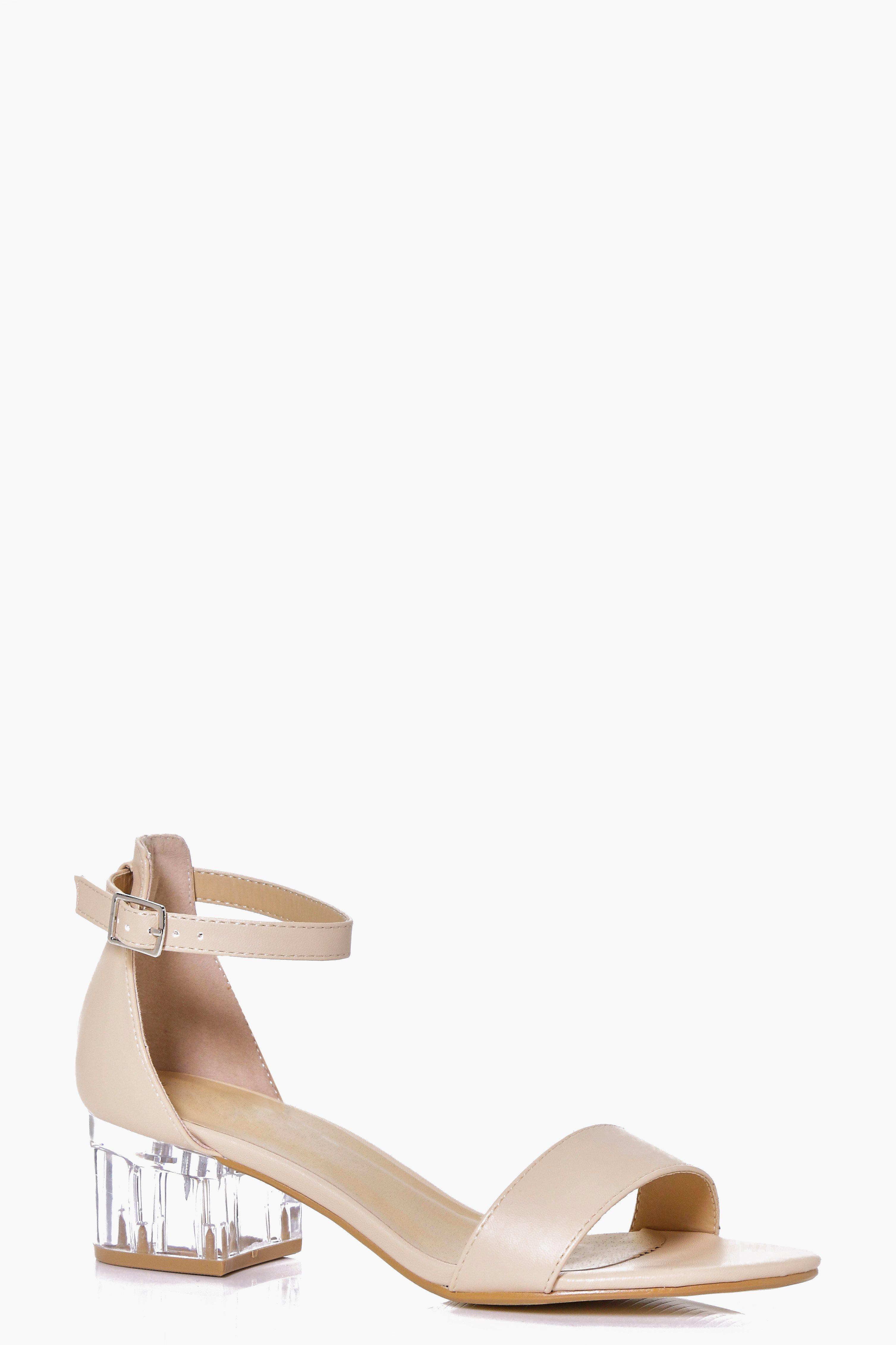 nude low block heel sandal