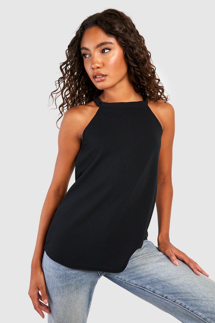 Black negro Tall High Neck Spaghetti Strap Top image number 1