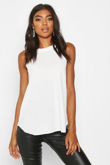 Tall High Neck Spaghetti Strap Top cream