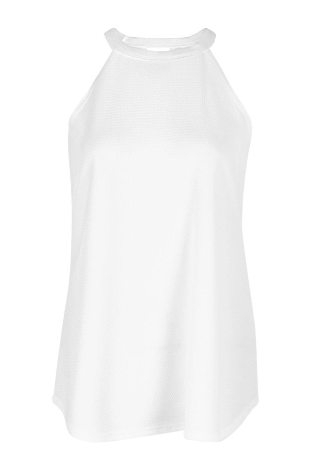 High neck spaghetti strap tank top hot sale