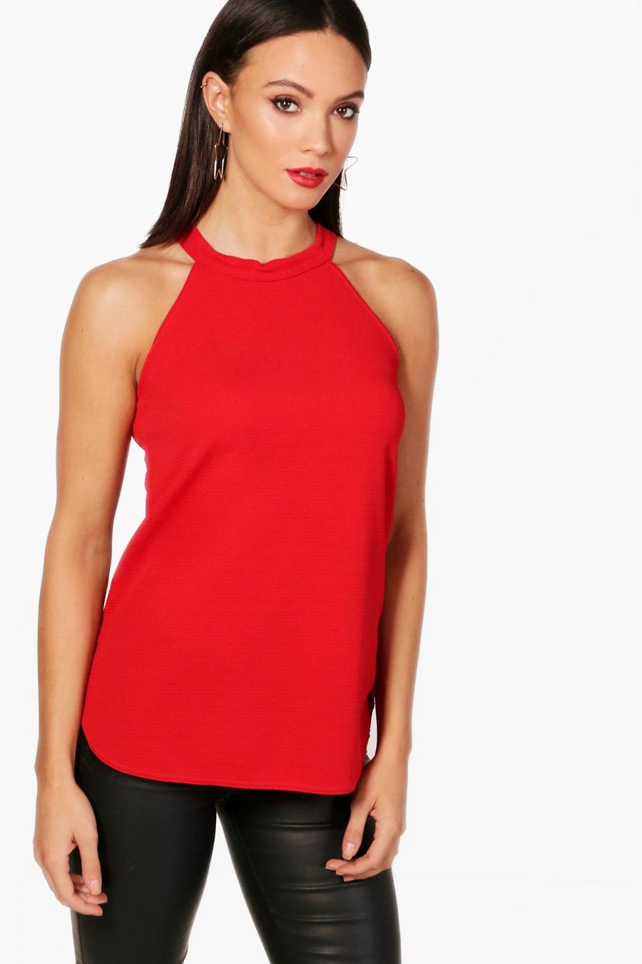 Red rouge Tall High Neck Spaghetti Strap Top