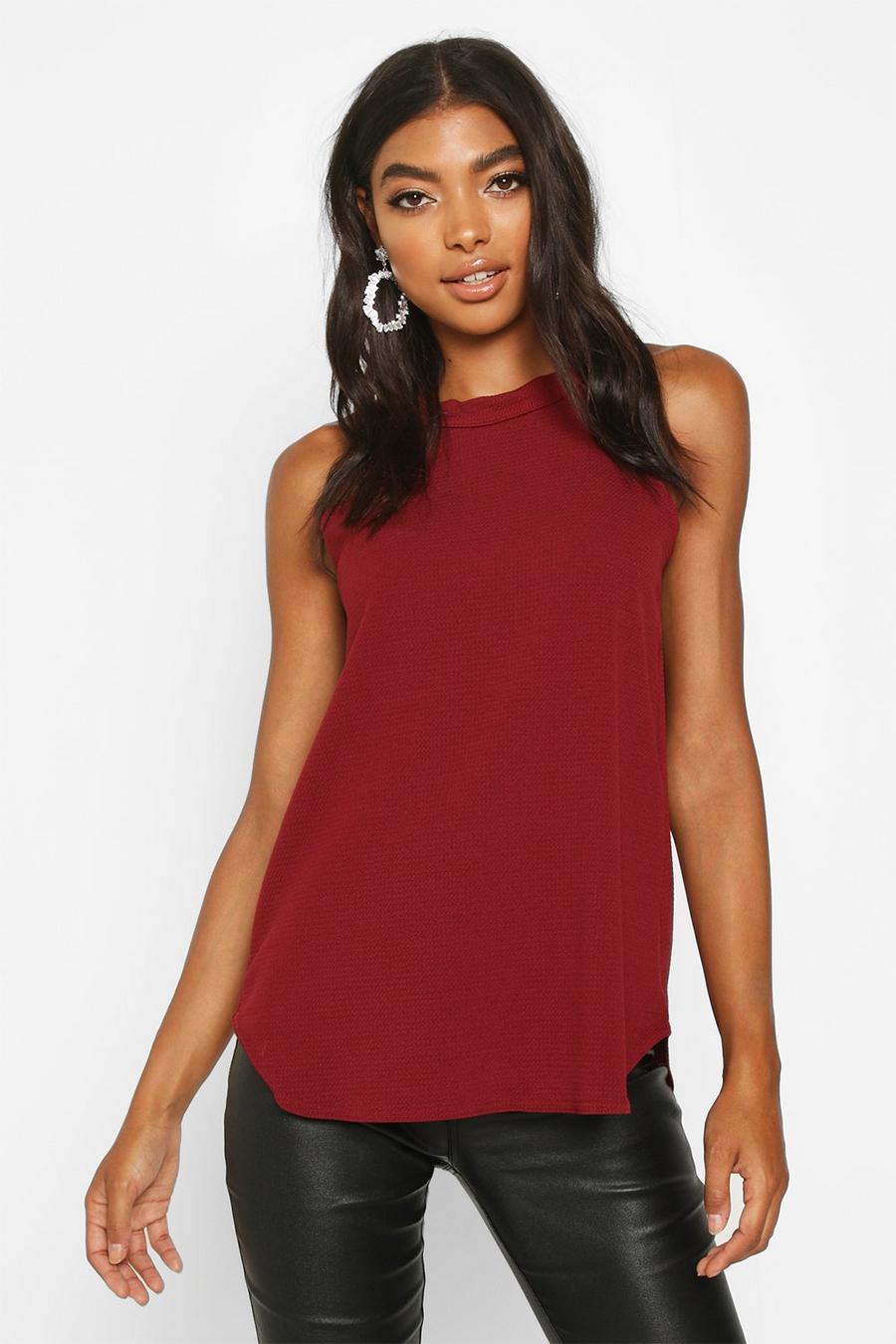 Wine Tall High Neck Spaghetti Strap Top image number 1