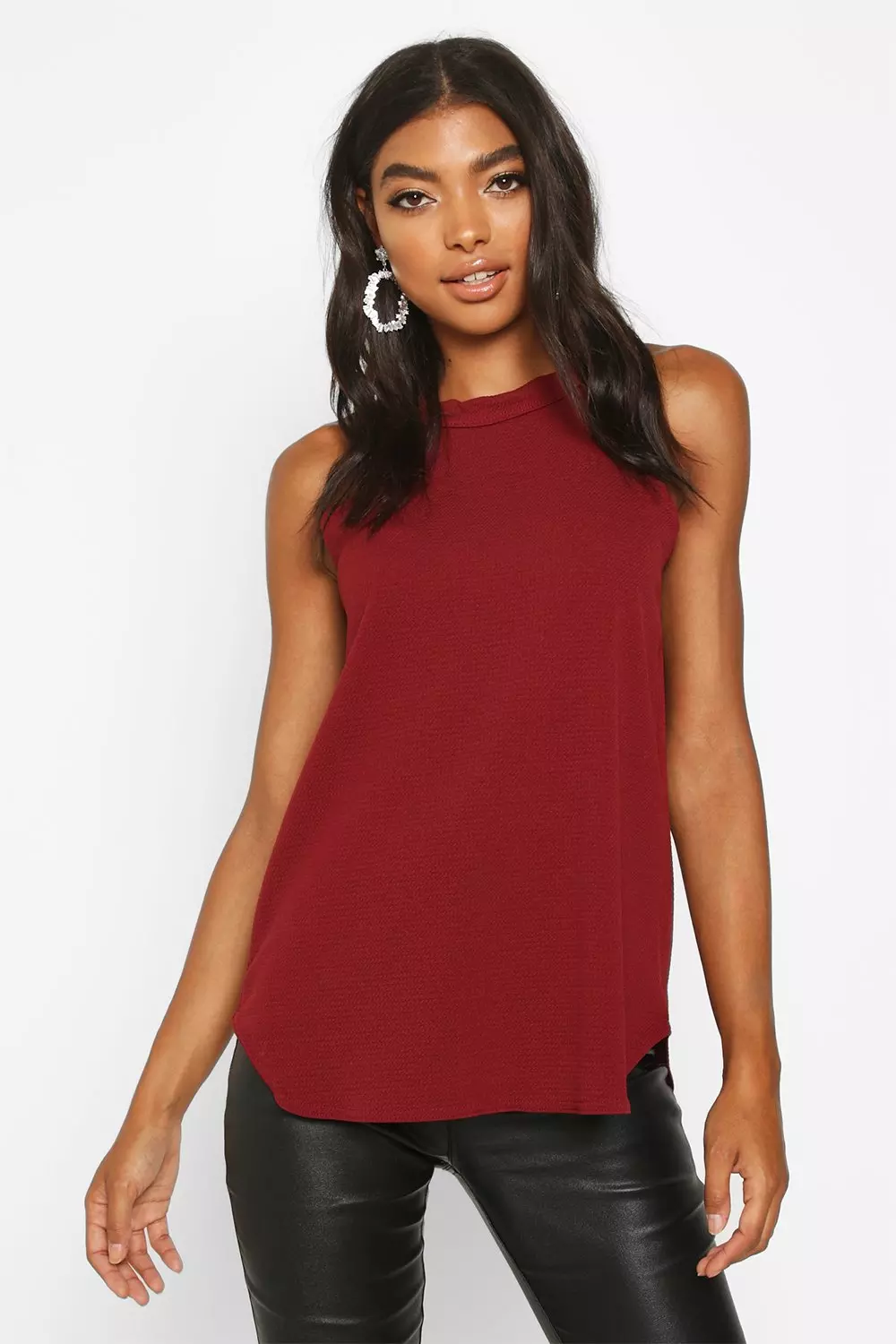 High neck spaghetti shop strap tank top