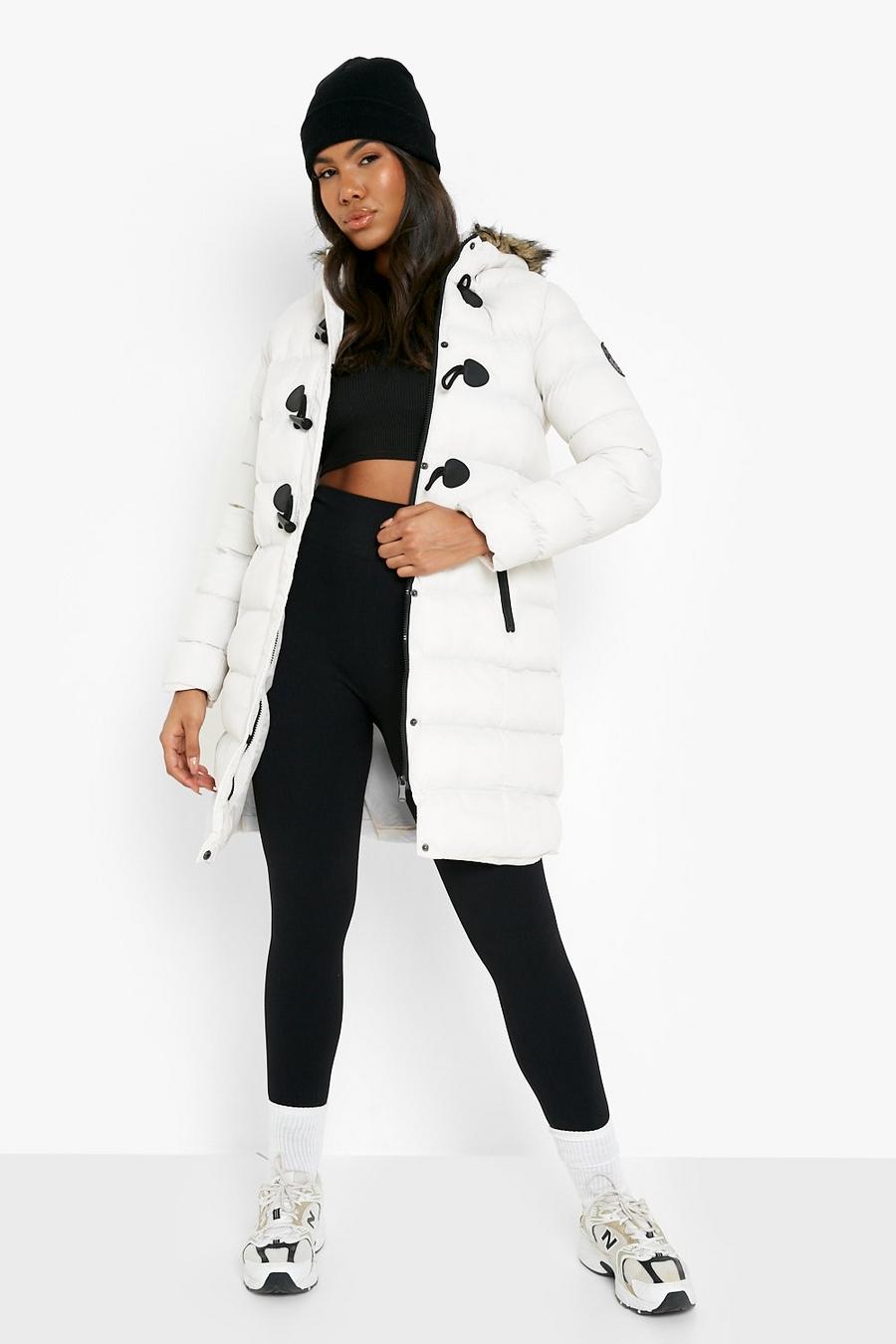 Stone Quilted Faux Fur Hood Parka Coat image number 1