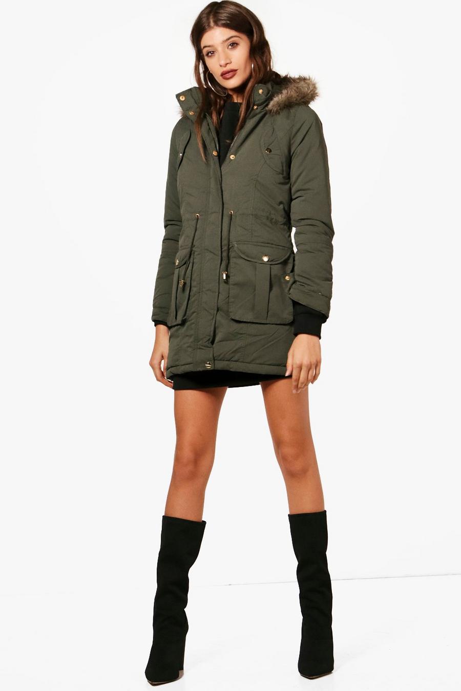 Hooded Parka With Faux Fur Trim image number 1