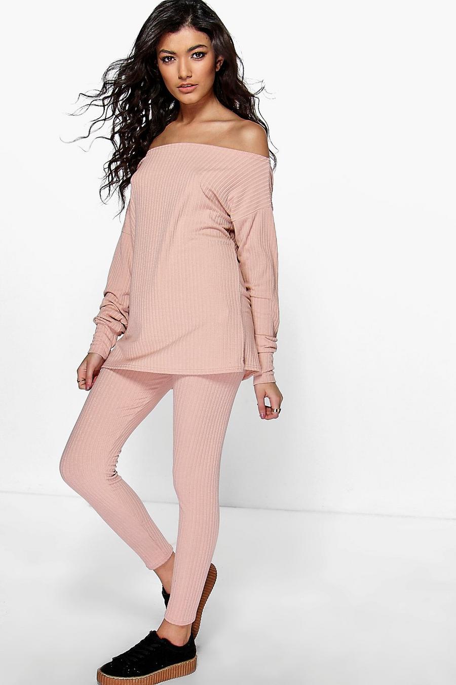 Nude Mia Oversized Off Shoulder Knitted Loungewear Set image number 1