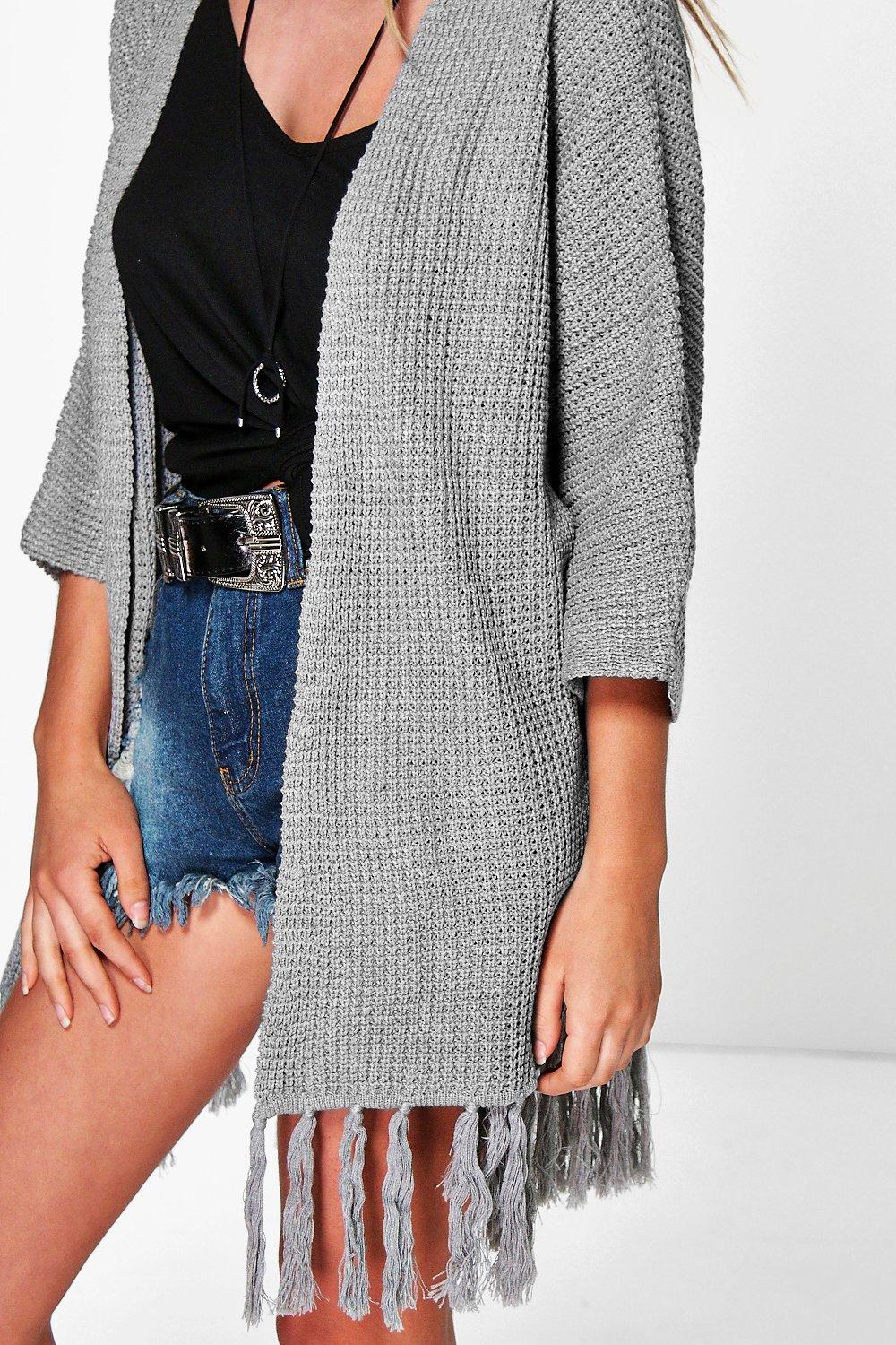 Gray waffle sale knit cardigan