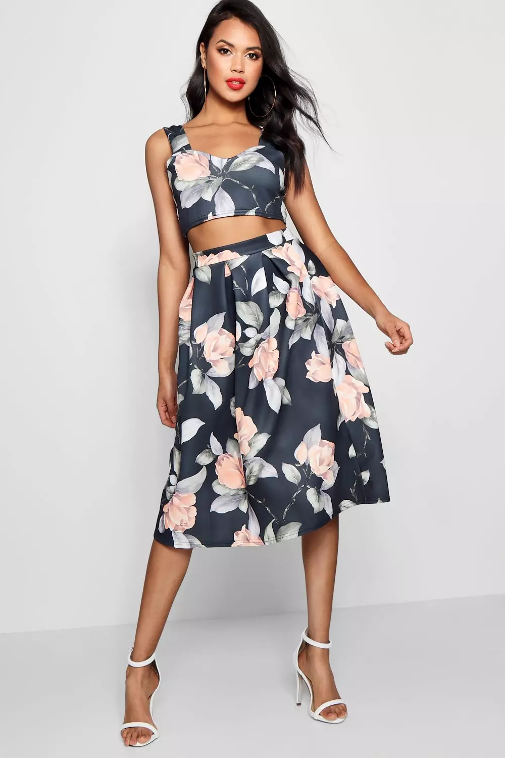 Crop Top And Full Midi Skirt Co Ord Set