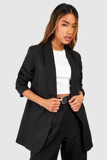 Black Ruched Sleeve Blazer