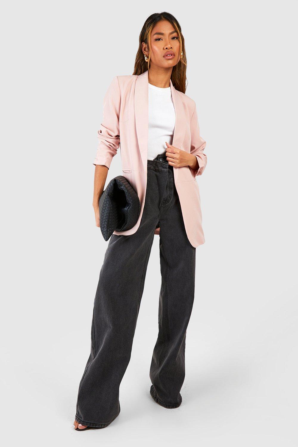 Boohoo ruched hot sale sleeve blazer