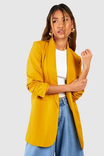 Ruched Sleeve Blazer mustard