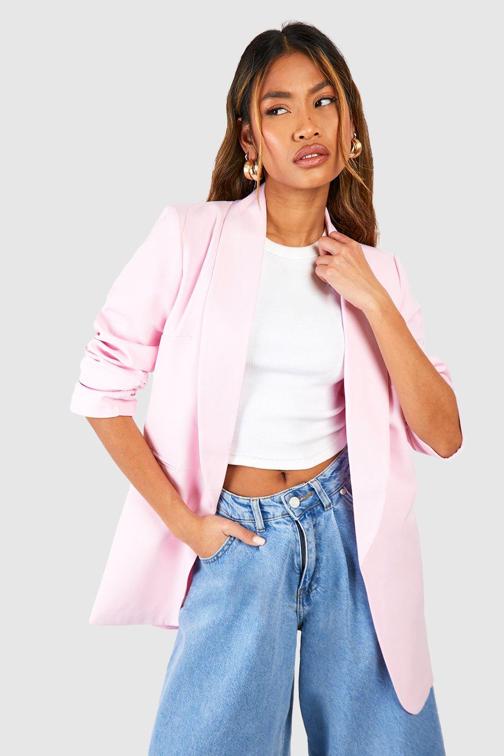 boohoo ruched sleeve blazer