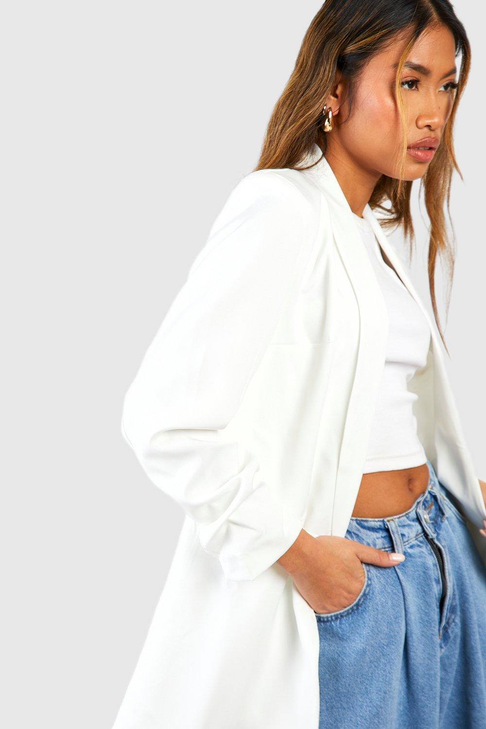 boohoo ruched sleeve blazer