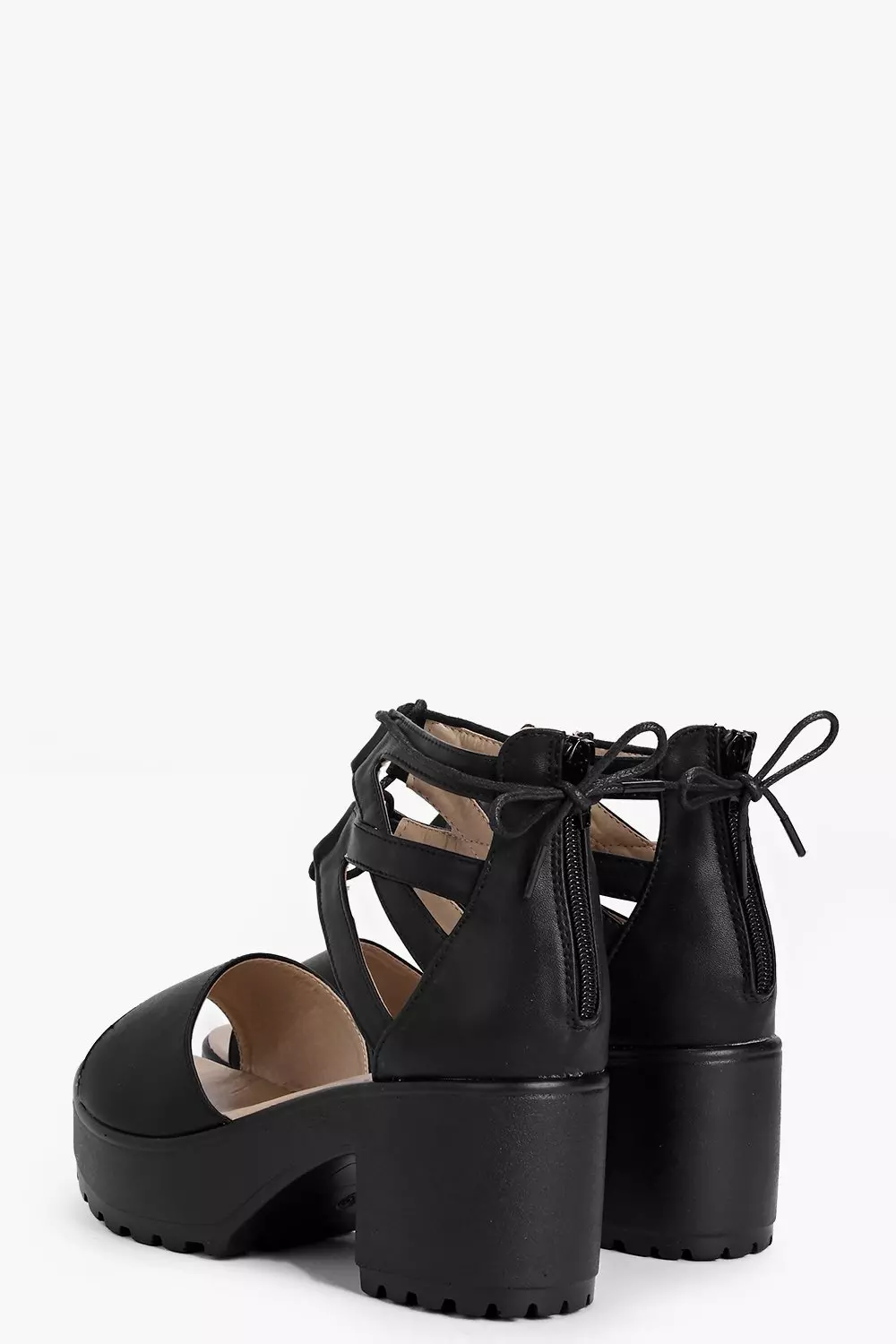 Black Lace Up Two Part Cleated Sandals alternative image