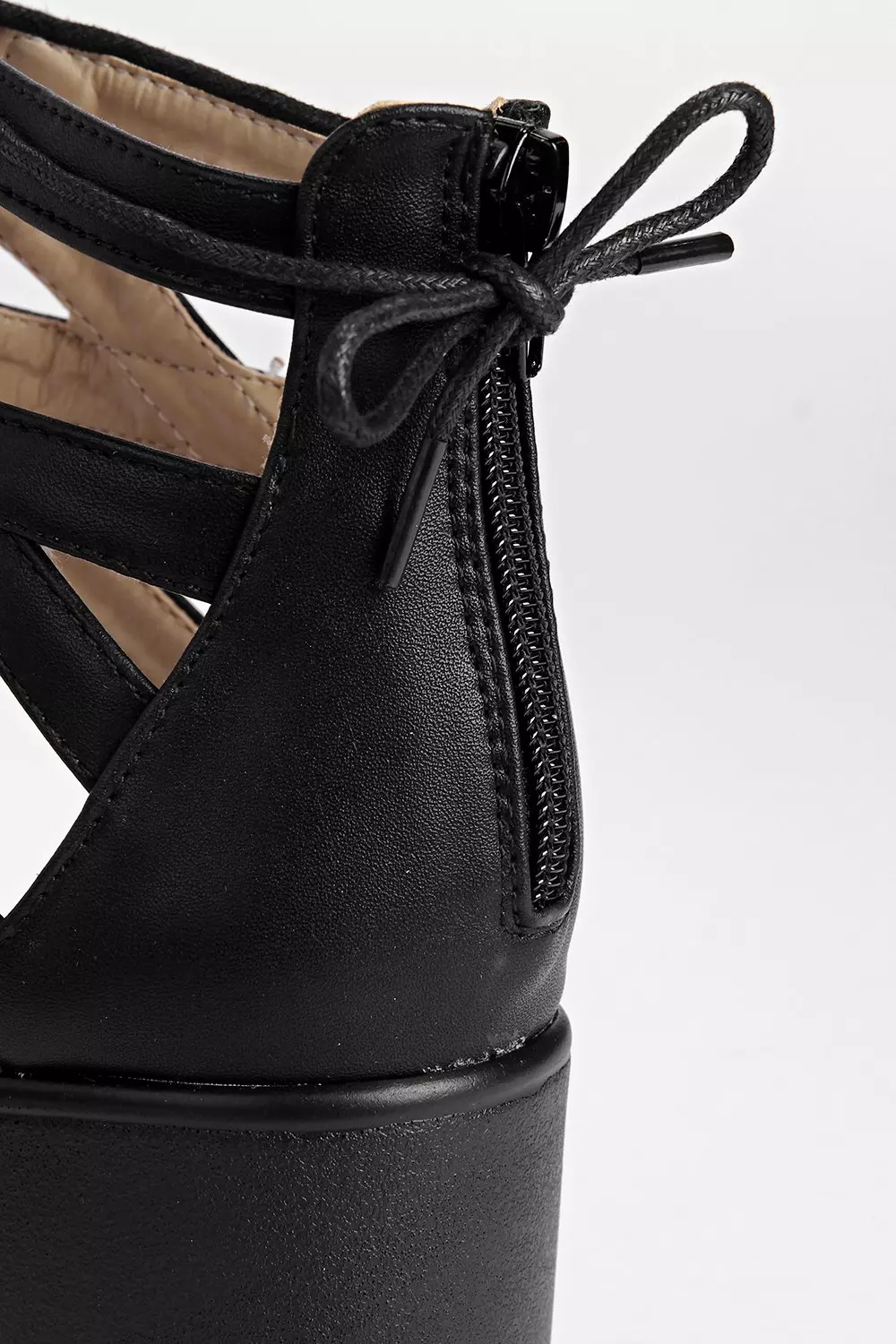 Black Lace Up Two Part Cleated Sandals alternative image