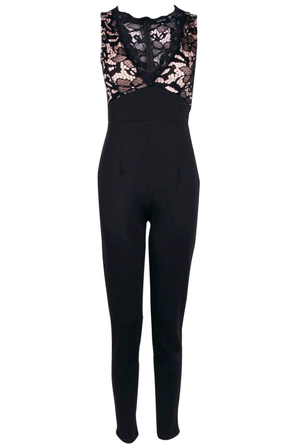 black jumpsuit lace top