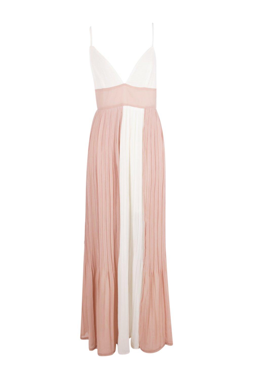 Boutique Lin Pleated Colour Block Maxi Dress boohoo NO