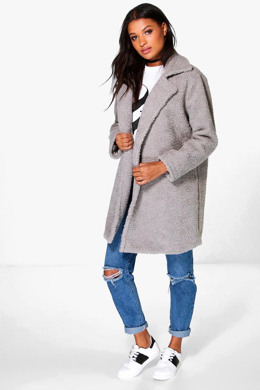 Grey Boutique Teddy Faux Fur Chuck On Coat image number 1