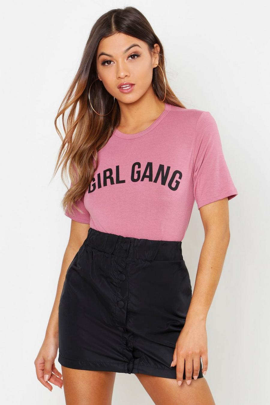 Rose Girl Gang Slogan Oversized T-Shirt image number 1