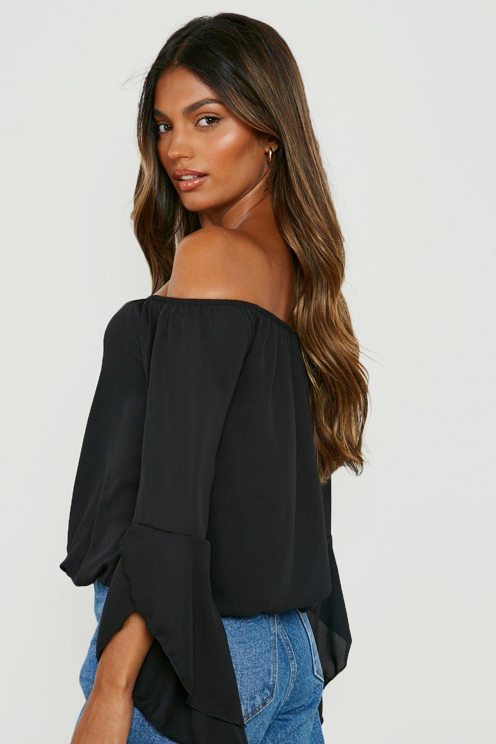 Off shoulder fluted online sleeve top