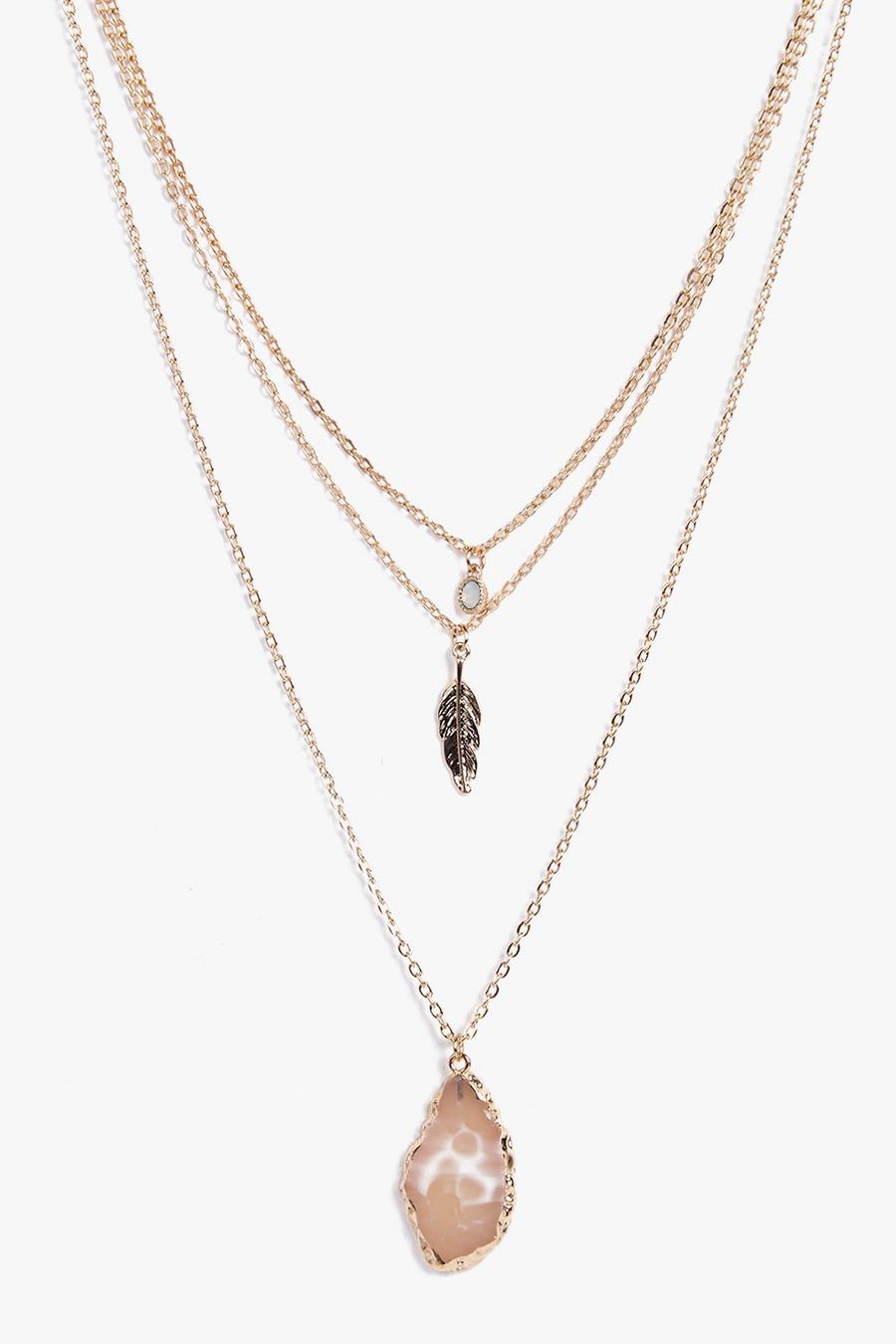 Gold metallic Isobel Crystal Pendant Layered Necklace image number 1