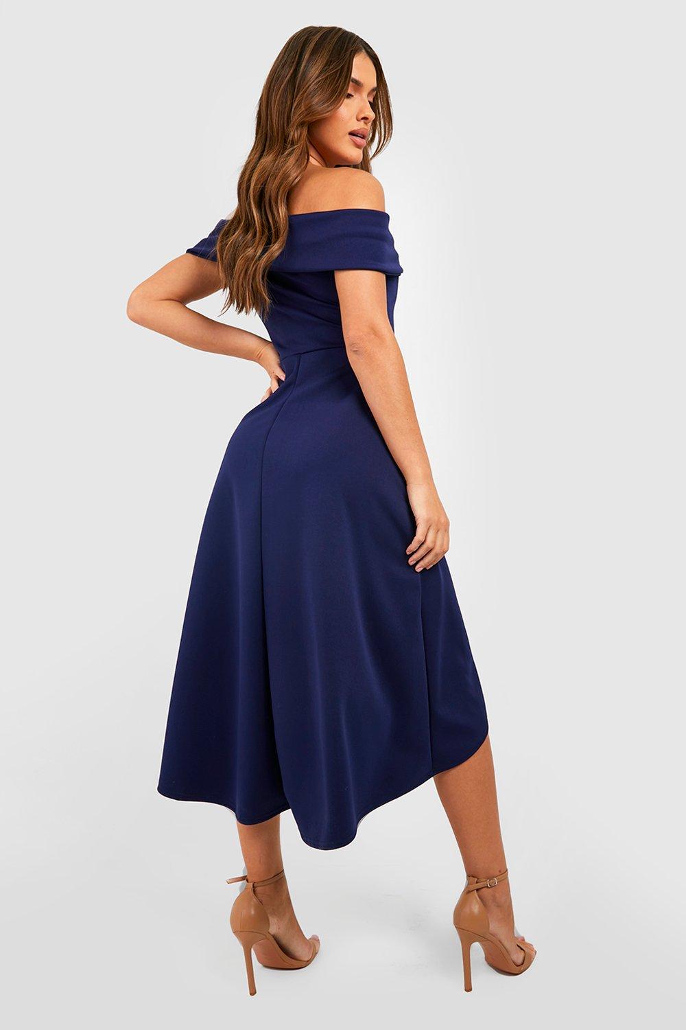 Boohoo off shoulder skater sales dress