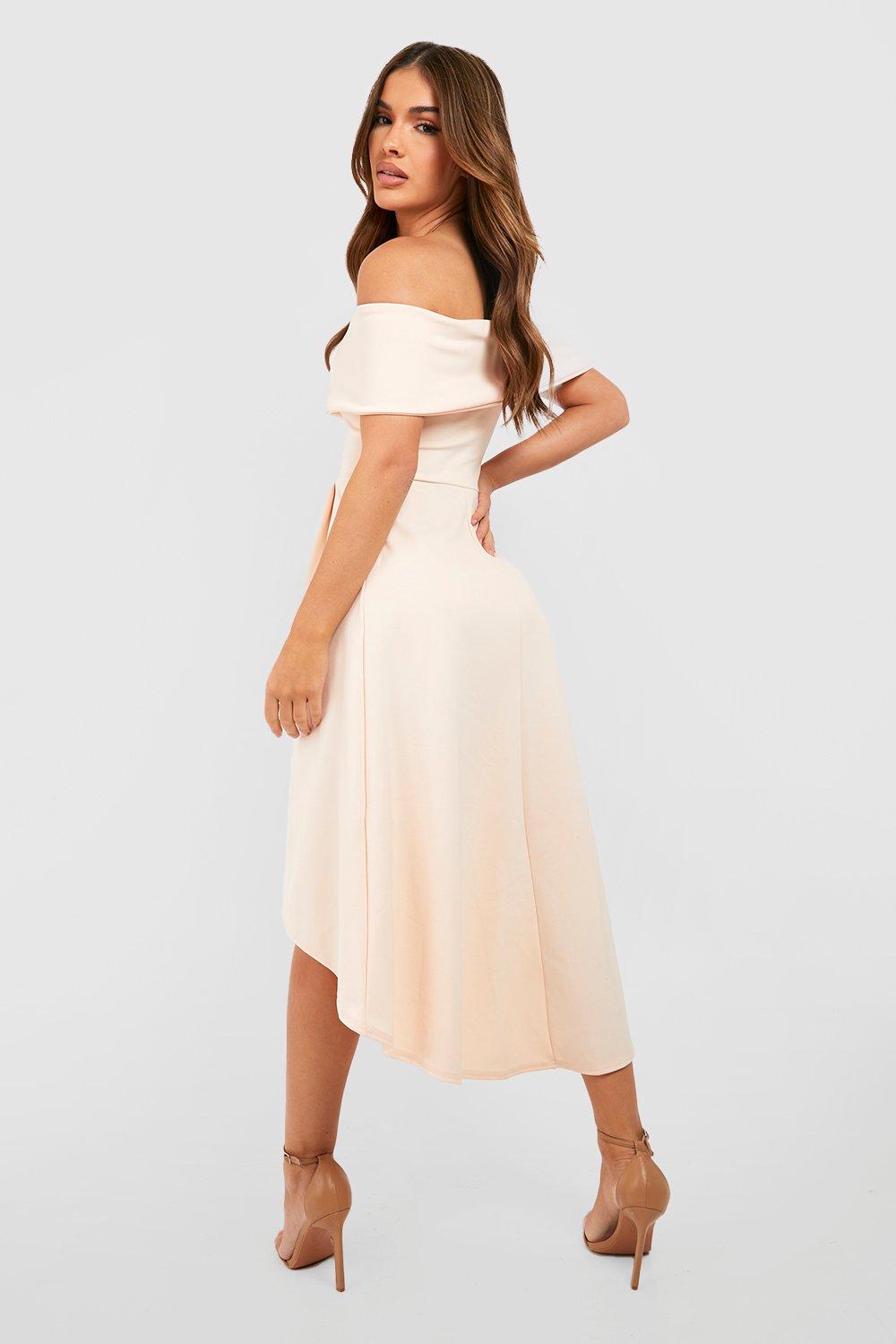 Boohoo white off outlet shoulder dress