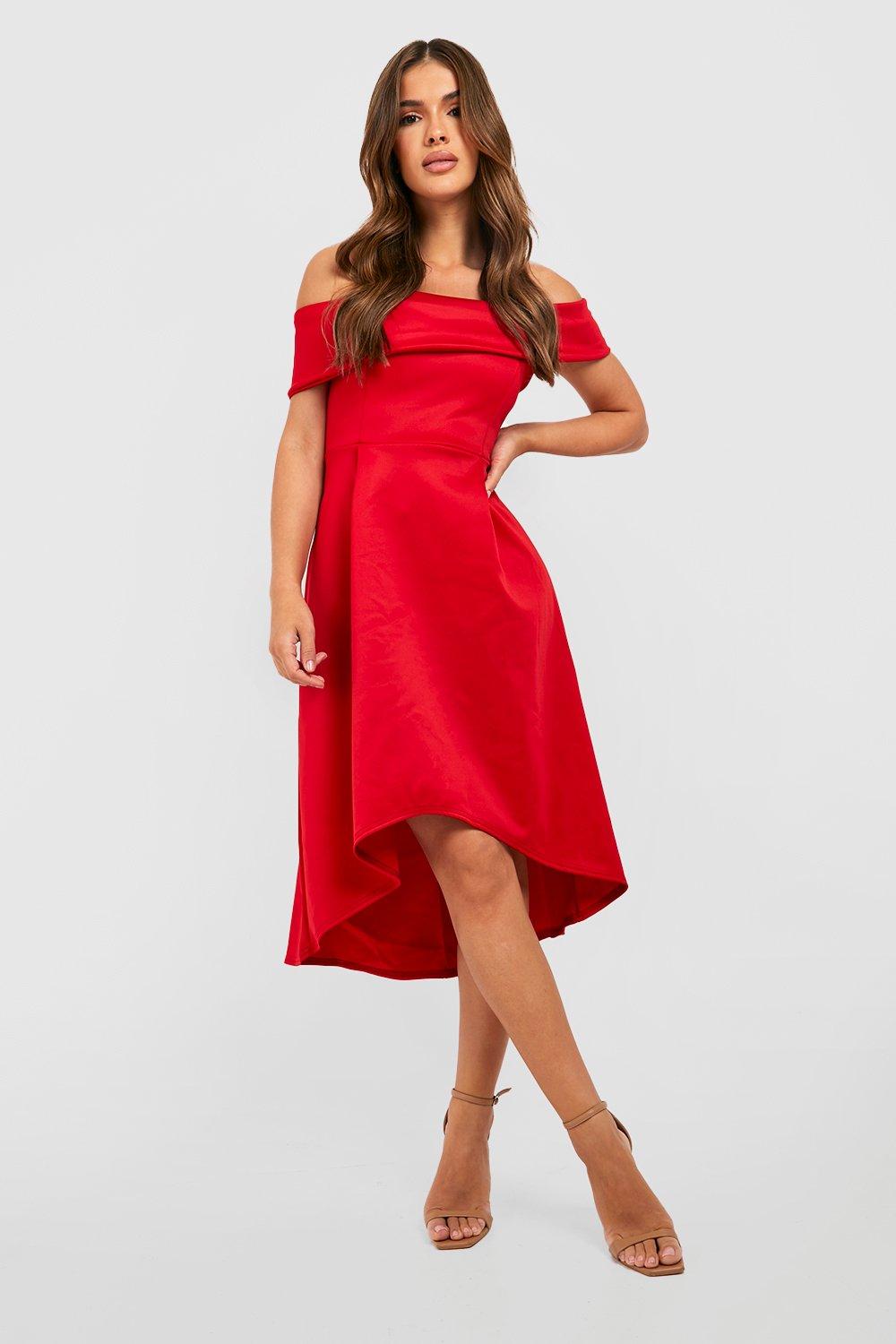 Boohoo red best sale skater dress