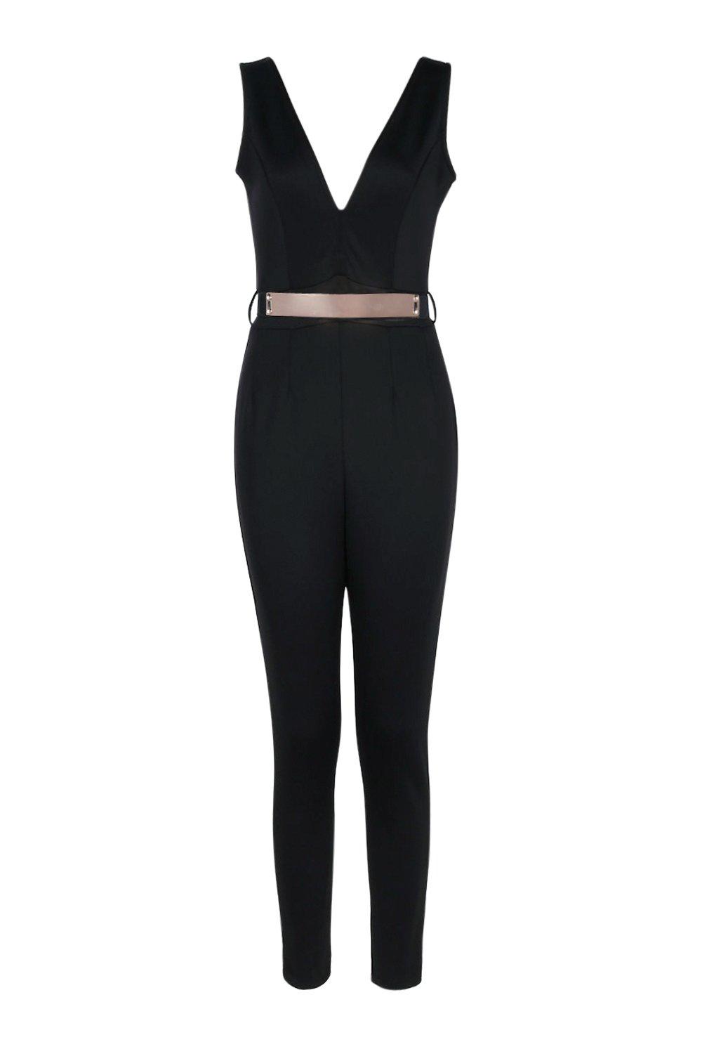 Black jumpsuit slim leg clearance