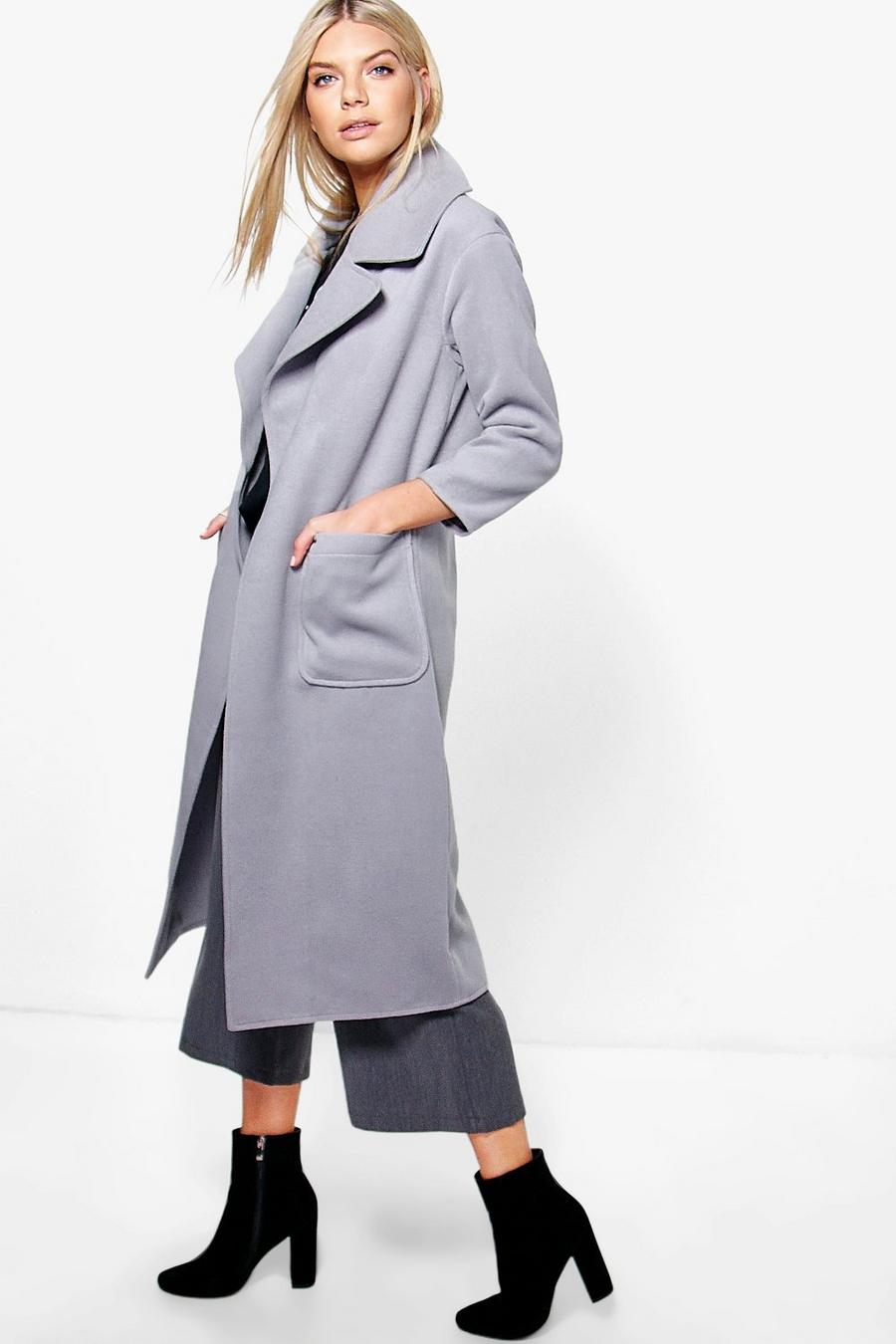 Amelie oversize con colletto cappotto vestaglia con effetto lana image number 1