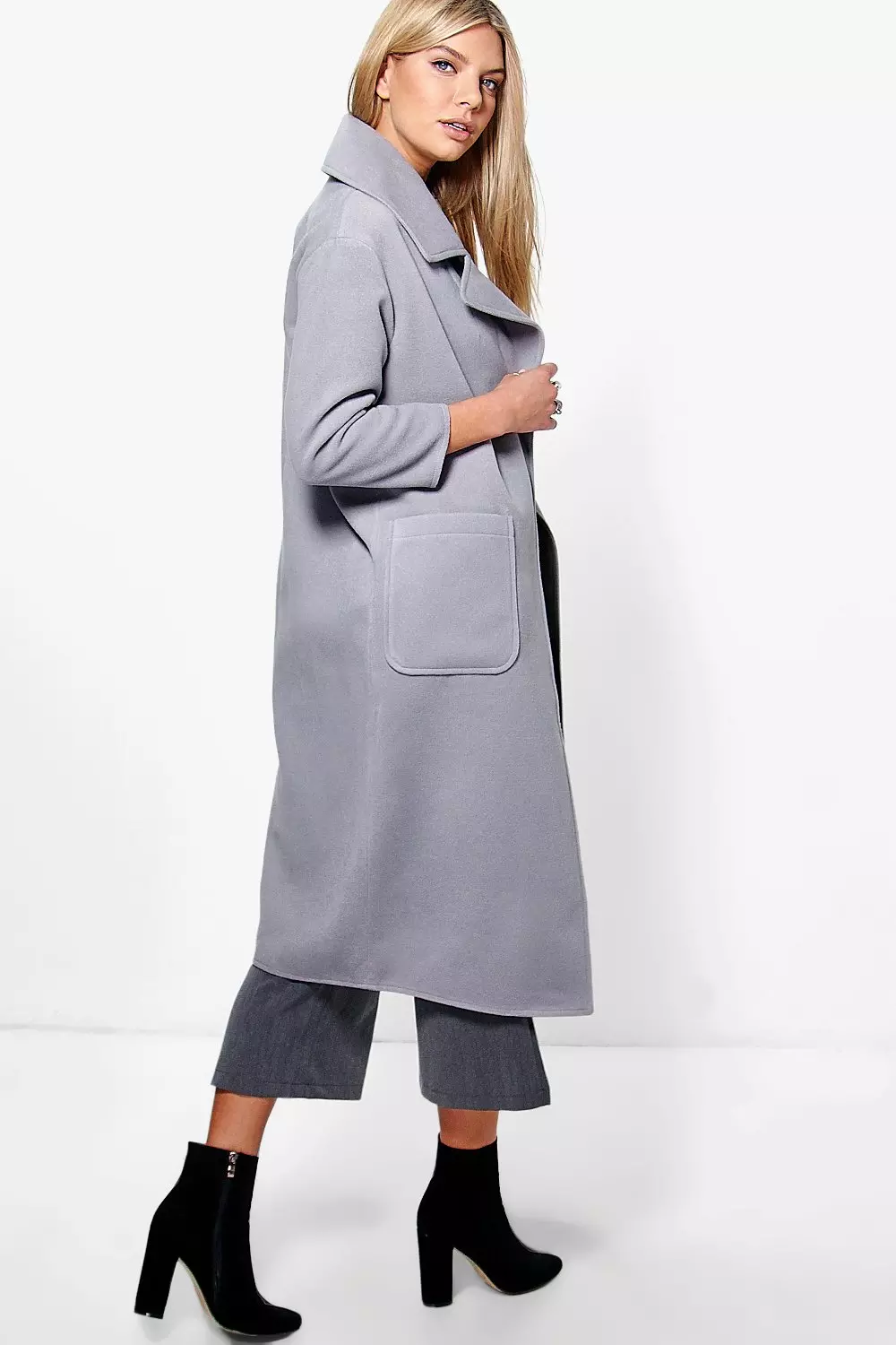 Grey Amelie Oversized Collar Wool Look Robe Coat alternative image