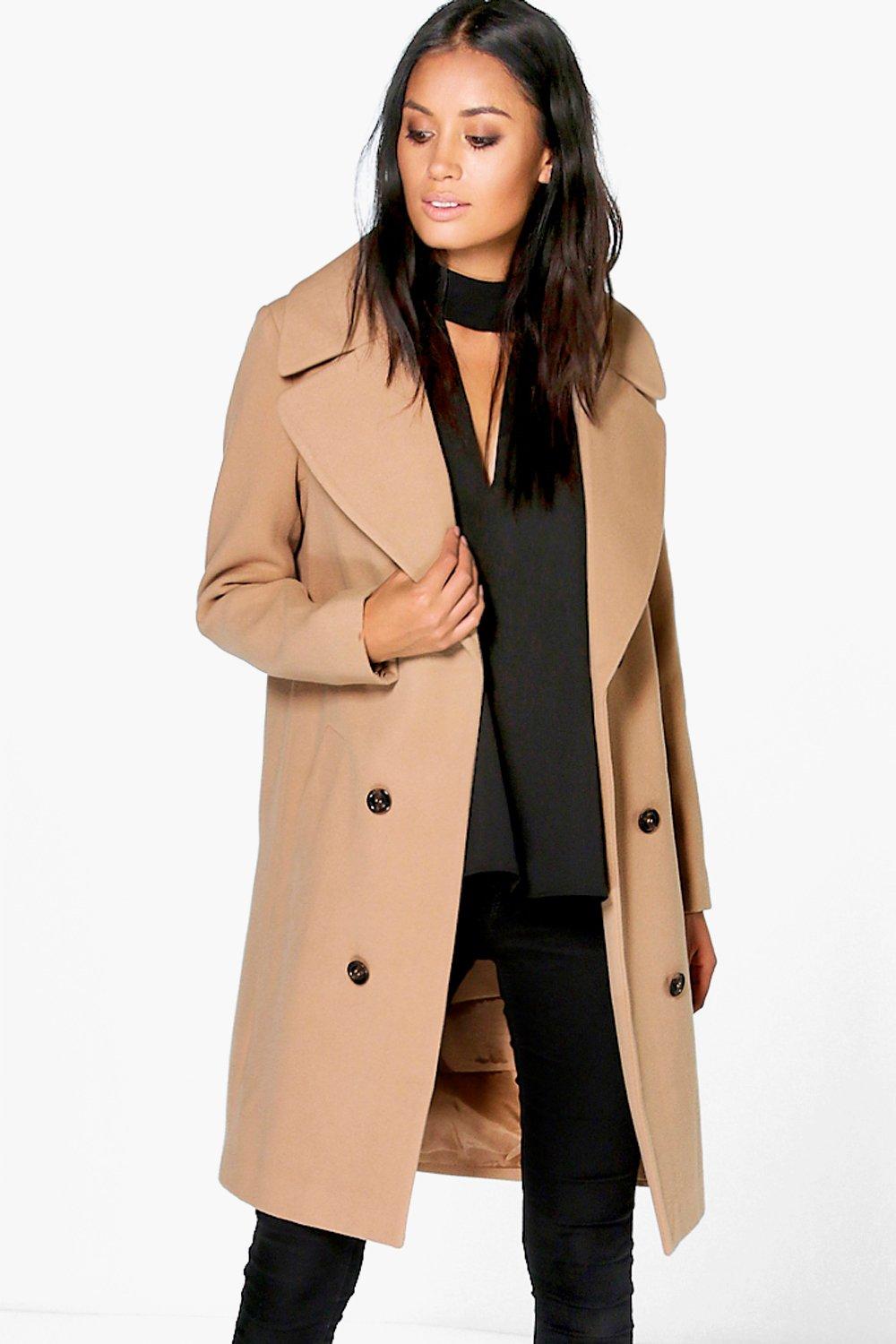 Oversized Collar Double Breasted Coat Boohoo