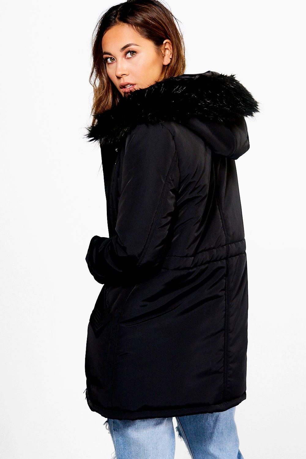 Uqnaivs Chaqueta acolchada de invierno para mujer, con cuello de piel  sintética, con cremallera, abrigo acolchado