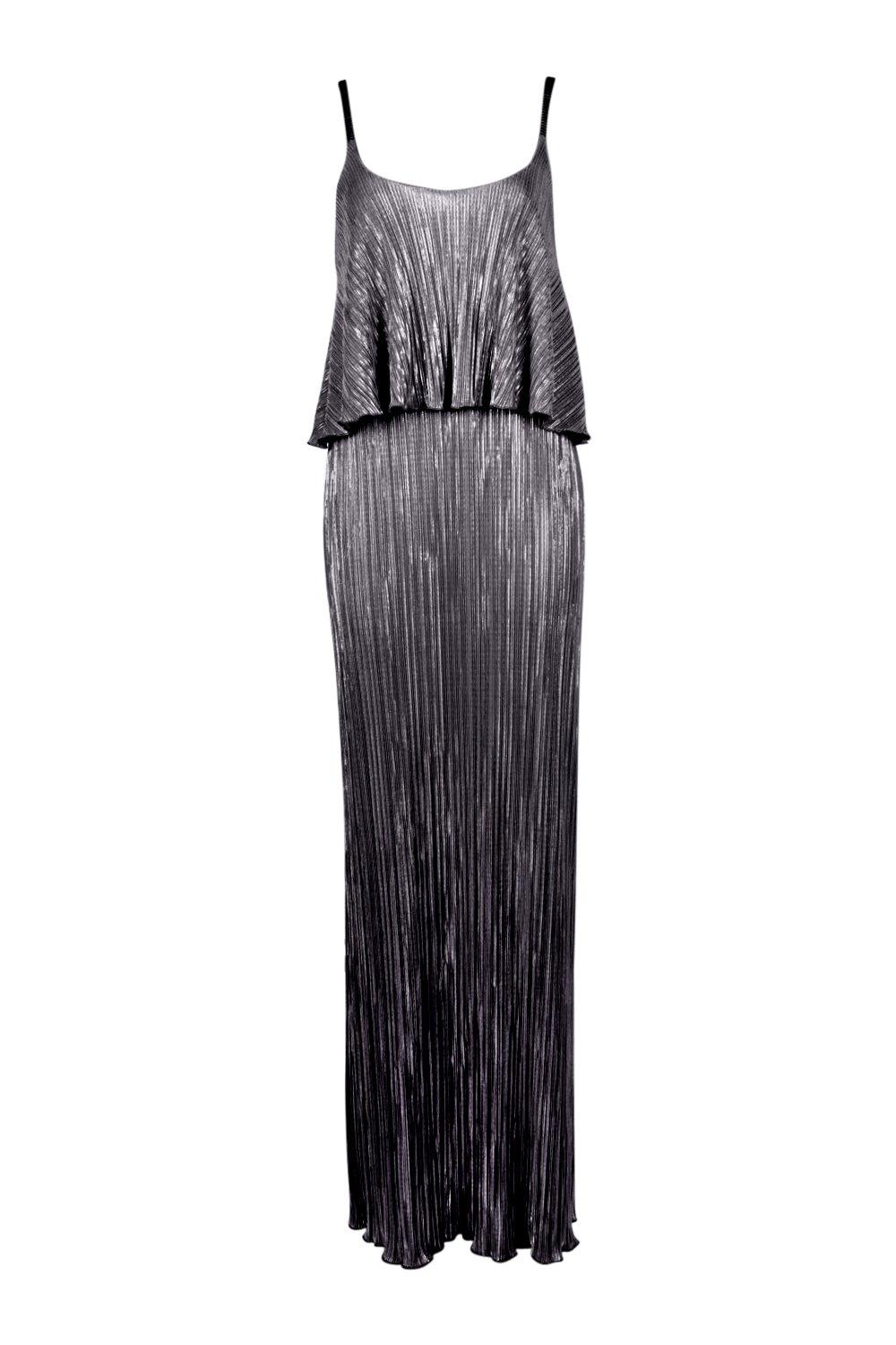 Metallic pleated outlet dress