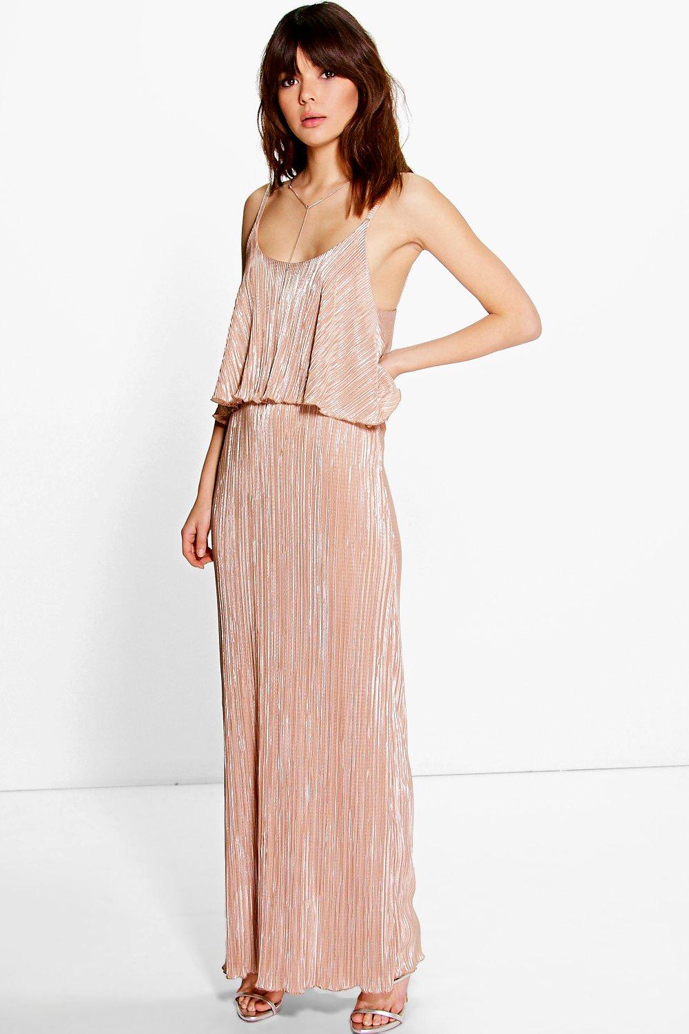 pleated maxi dress