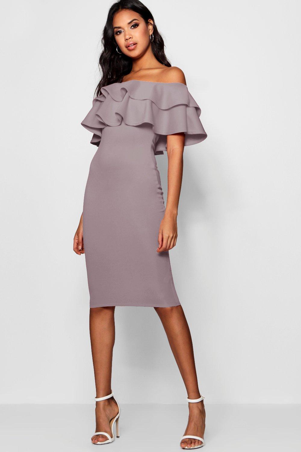 frill detail midi dress