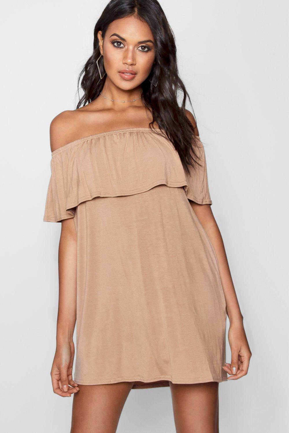 beige swing dress