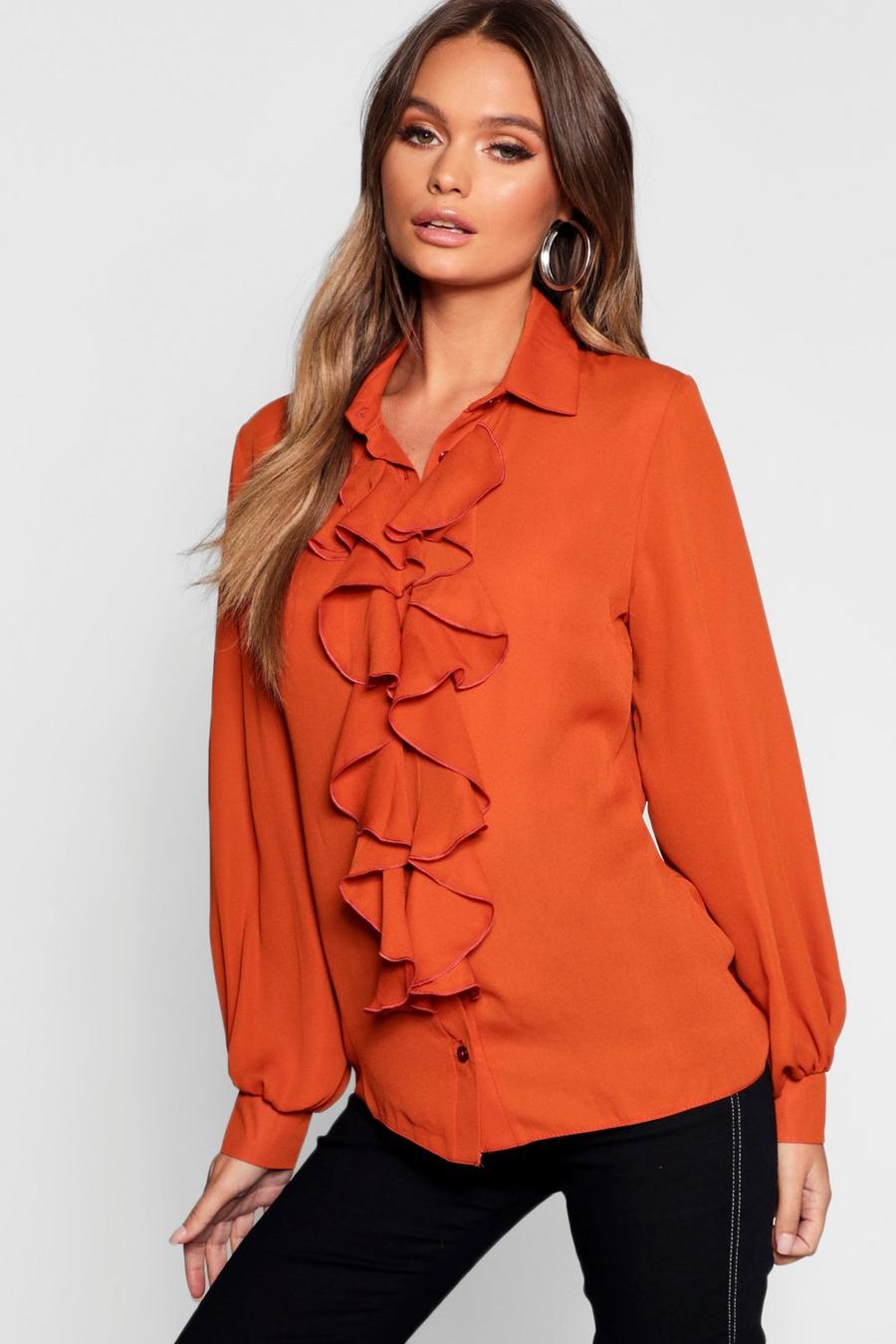 Rust Ruffle Detail Blouse image number 1