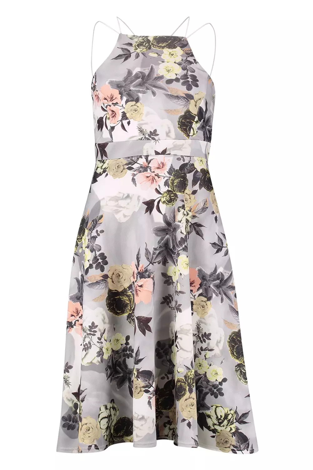 Floral print strappy full sales skater dress