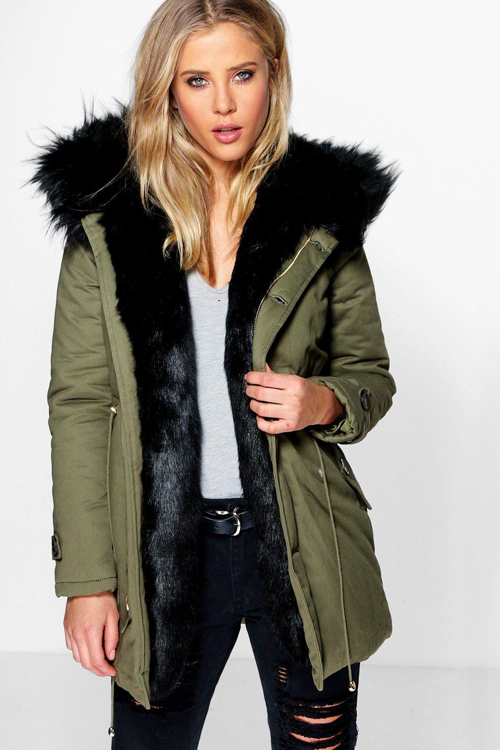 faux fur trim jacket