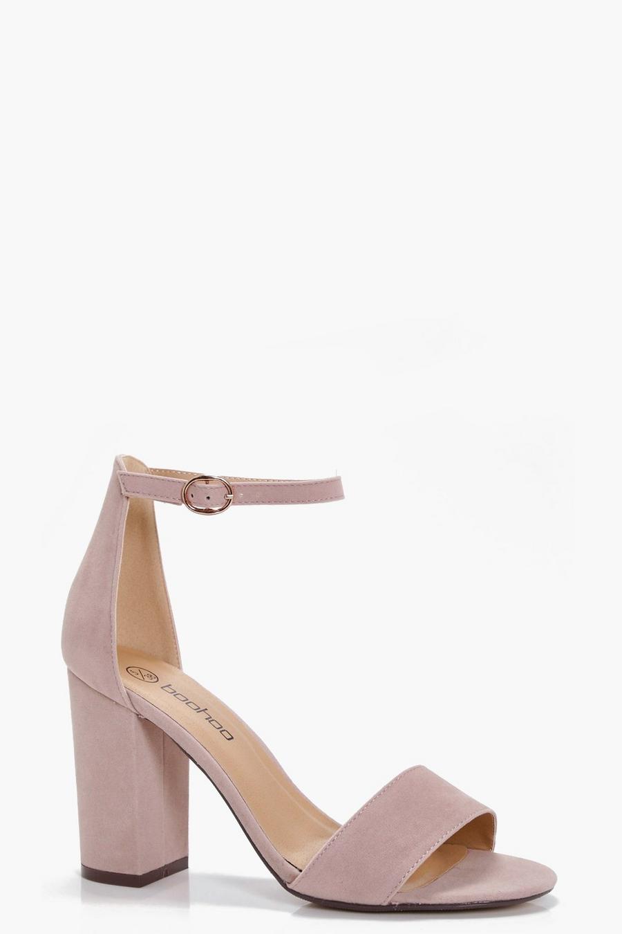 Taupe Two Part Block Heels image number 1