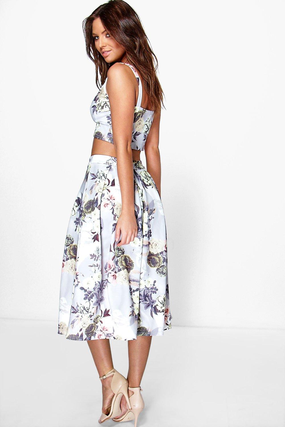 Boohoo floral hotsell midi skirt