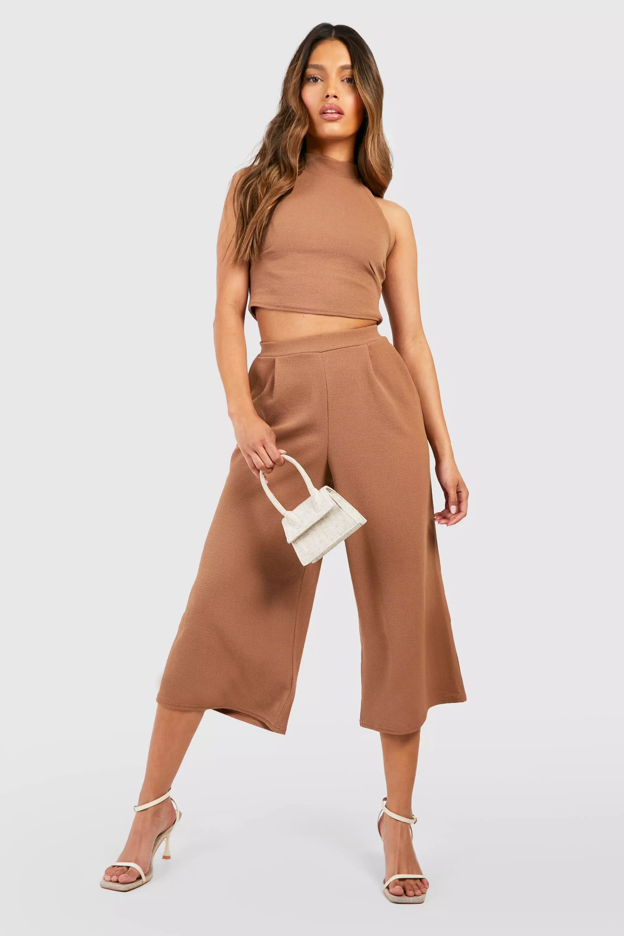 HIGH-WAIST CULOTTE TROUSERS - camel