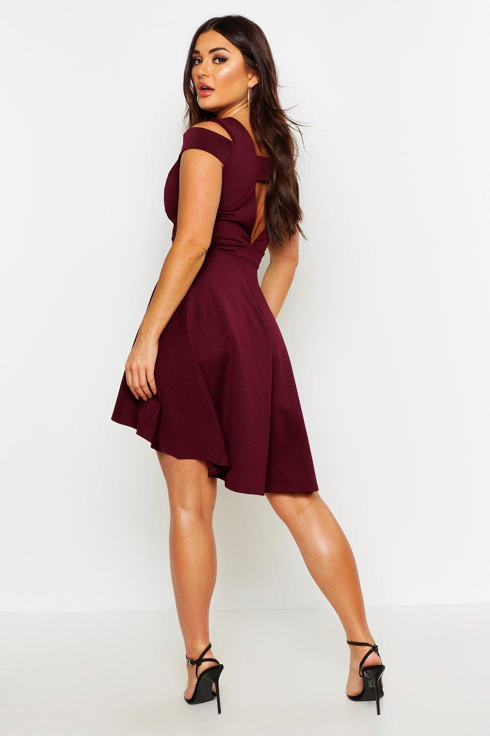 Boohoo bardot skater dress best sale