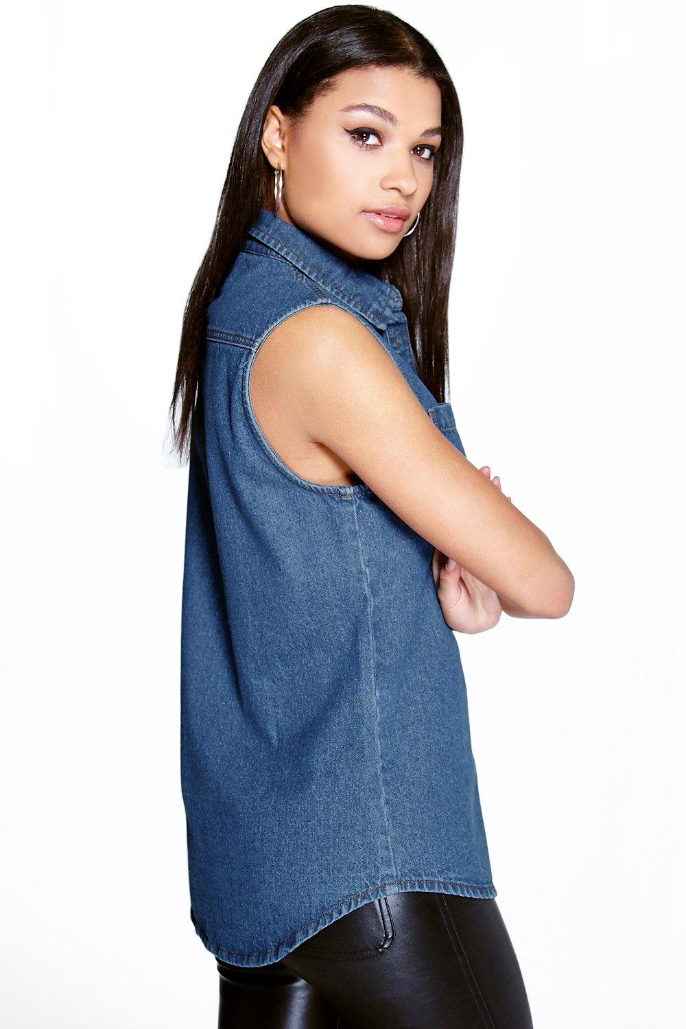 Chemise en Jean sans manches poche Casey