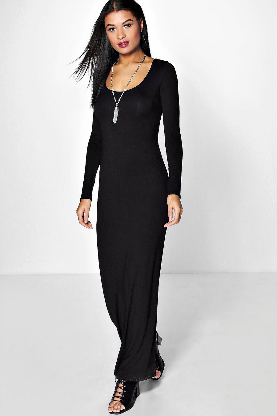Black Long Sleeve Maxi Dress image number 1