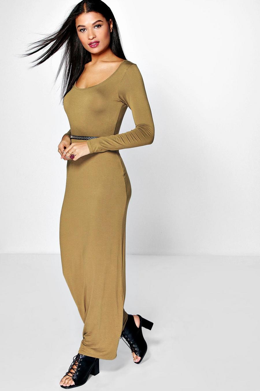 Dark olive Long Sleeve Maxi Dress image number 1