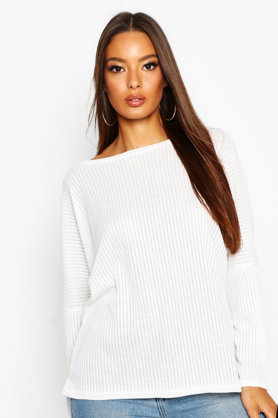 Ivory Oversized Ribbed Top image number 1